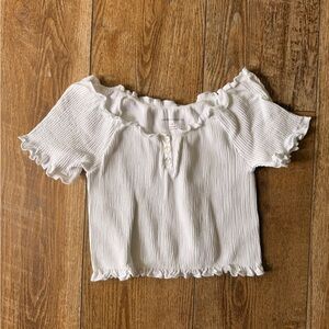 Anthropologie White Ruffled Crop Top NWOT